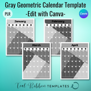 Gray Geometric Calendar Canva Template